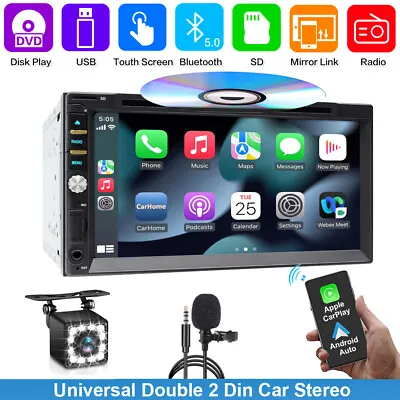 Double 2 Din 7  Touch Screen Car Stereo DVD CD Player WIFI Carplay Android Auto • $109.50