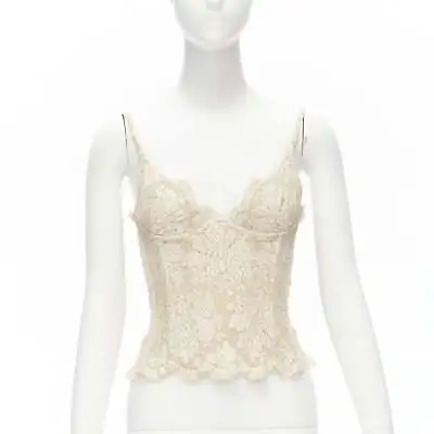 RITMO DI PERLA La Perla Vintage Ivory Cotton Lace Boned Corset Bustier IT42 M • $448