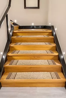 Custom Size Out/Indoor Collection Washable Non Slip Beige Stair Treads Set Of 13 • $100.99