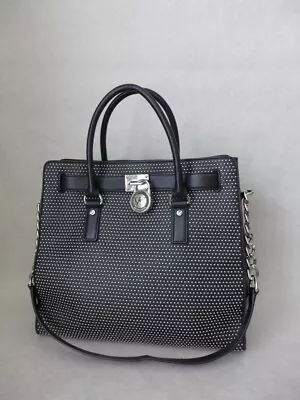 MICHAEL KORS Black Leather Large Hamilton Studded Tote  With Shoulder Strap • $110