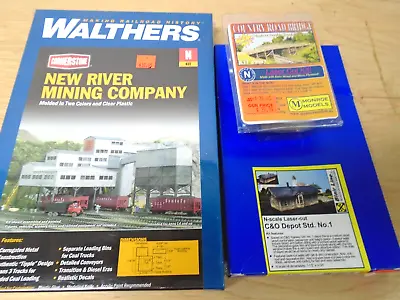 3 N Scale Kits Walthers Mine Co+2 Wood Kits C&O Depot+Country Bridge OBs • $99