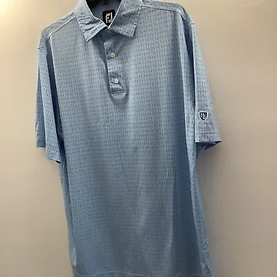 FOOTJOY FJ Men's M Medium Blue Plaid  Striped Golf Polo Shirt Embroidery • $15.98