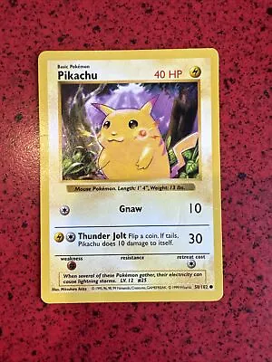 Pikachu 58/102 Shadowless Red Cheeks Pokemon Base Set Single Card WOTC • $21.99