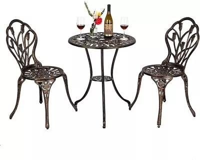 Patio Bistro Sets 3 Piece Cast Aluminum Bistro Table And Chairs Rust Resistant • $144.88