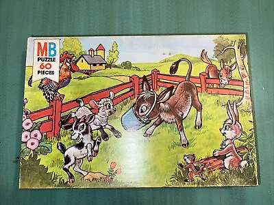 Milton Bradley Farm Series Puzzle 4493-8 VTG 1978 60 Pieces Donkey Rooster Lambs • $9