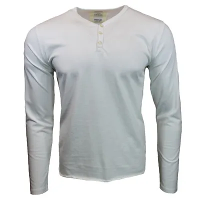 $15.29 • Buy Henley Shirt Mens Long Sleeve Button Thermal Slim Fit Pullover WHITE NEW