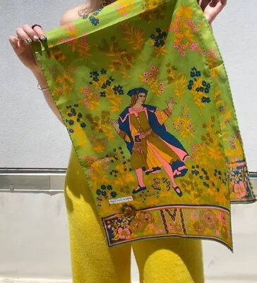 Vintage 70'S GIORGIO DI SANT'ANGELO Medieval Print Long Scarf RARE • $39