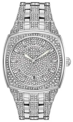 Bulova Men's Quartz Swarovski Crystal Accents Silver-Tone 40mm Watch 96B296 • $228.99