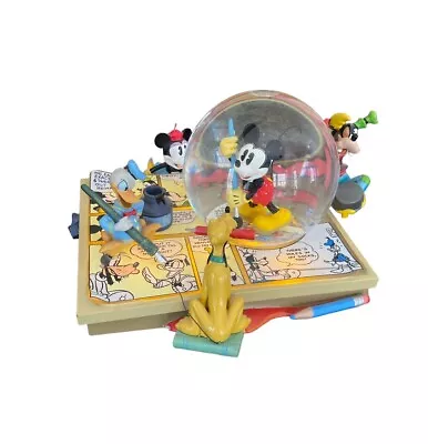 Disney Mickey Comic Strip Snow Globe Musical Lights Up Snow Water Globe Works • $79.99