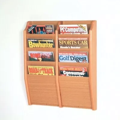 Wooden Mallet 8 Pocket Magazine Wall Rack In Light Oak Brown • $112.65