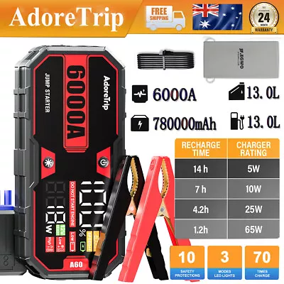 6000A 78000mAh Car Jump Starter Portable Starting Battery Jumper Box Power Bank • $120.99