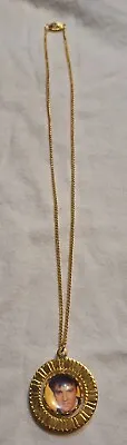 Vintage 1977 Boxcar Elvis Presley Gold Tone Picture Necklace- King Of Rock New • $18