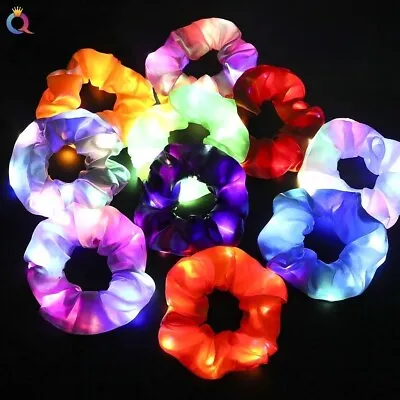 $6.50 • Buy LED Light Up Scrunchies Silk Hair Ties Elastic Bands Teen Party Accessories