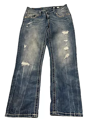 Miss Me Womens Signature Cropped Jeans Rhinestone Size 28 FREE Shipping • $20.99