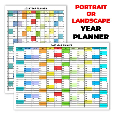 £4.99 • Buy 2023 Year Planner Wall Planner Calendar PLAN Holidays | A5 A4 A3 A2 A1 |