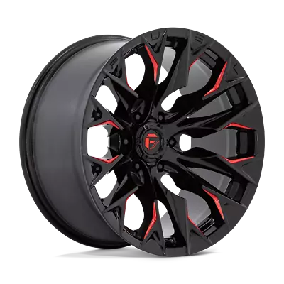 1 22 Inch Black Red Wheel Rims Fuel D823 Flame 22x10  Chevy GMC Toyota 6x5.5 Lug • $572