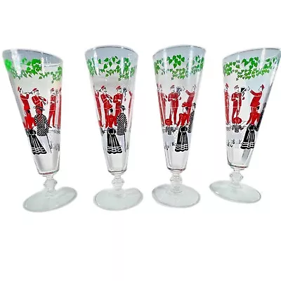 Vintage Libbey Glass Band Family MCM Pilsner Glasses Set Of 4 Mid Century Modern • $39.97