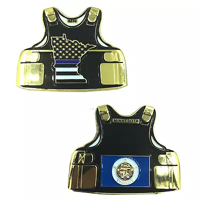 D-014 Minnesota LEO Thin Blue Line Police Body Armor State Flag Challenge Coins • $19.99