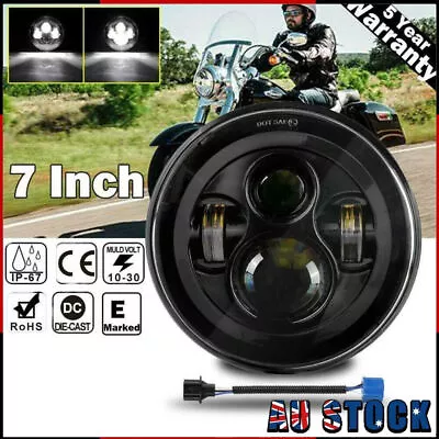 7  Inch Motorcycle Headlight Round LED Projector DRL For Dyna Cafe Racer Bobber • $29.98