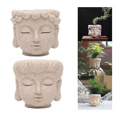 Buddha Head Flower Pot Gift Makeup Brush Container For Garden Desktop Home • $16.98