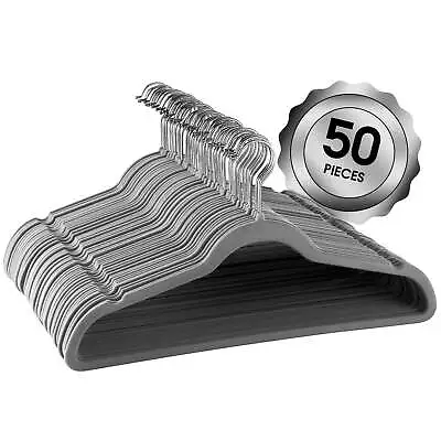 Elama Home 50 Piece Flocked Velvet Clothes Hangers With Stainless Steel Swivel H • $31.95