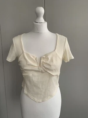 $22.42 • Buy Urban Outfitters Ribbed Short Sleeved Top Beige XL