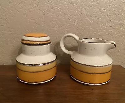 £68.14 • Buy Stonehenge Midwinter Sun Yellow Orange Creamer & Sugar Pottery England Mcm