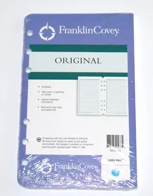 Franklin Covey Original Compact Size 3 Lined Pages 50 Sheets Refill - New • $9.99