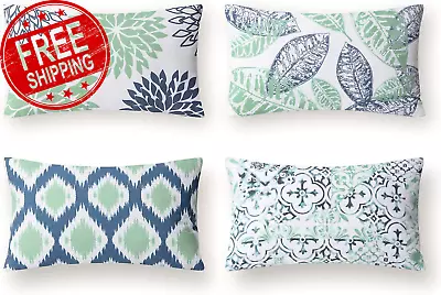 Set Of 4 New Living Series Decorative Throw Pillow Case Cushion Cover Cyan And  • $53.59