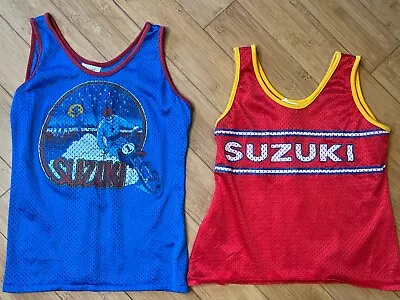 Vintage LOT Of 2 Boys Large Suzuki Rite Smart Motocross Mesh Jersey Tank Tops • $30