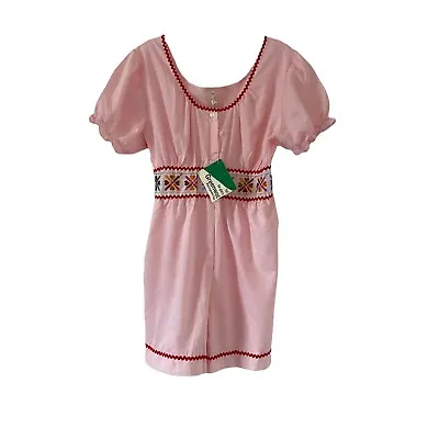 Vintage 60's 70's Greenwood Women's L Romper Jumpsuit Embroidered Pink NWT USA • $99.95