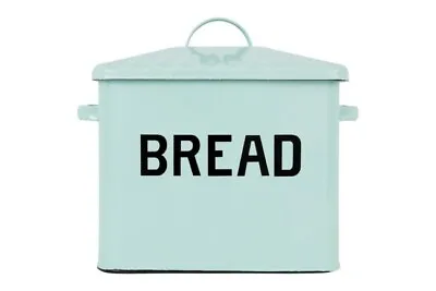 Enameled Metal Bread Box With Lid And Handles; Rustic Farmhouse Storage • $14.95