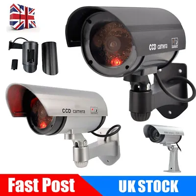 Dummy Camera CCTV Security Surveillance Garden Fake Red IR LED Outdoor Indoor UK • £7.97