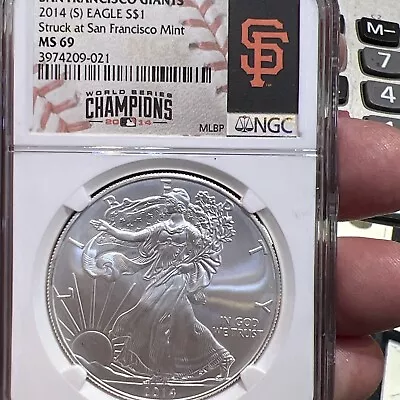 2014 (S) Silver Eagle NGC MS-69 MLB San Francisco Giants Label • $69
