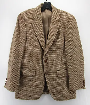 VINTAGE Harris Tweed Jacket Men 38 Brown Blazer Handwoven Scottish Wool Tweed • $74.99