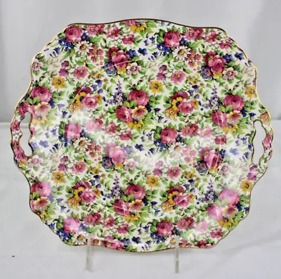 Royal Winton England Summertime Chintz Two Handle Cake Plate Pre 1960 • $29.99