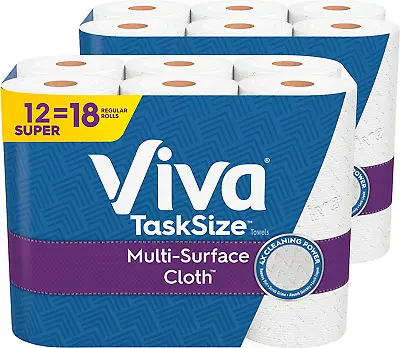 Viva Multi-Surface Cloth Paper Towels Task Size 12 Super Rolls 2 Packs Of 6 • $26.65