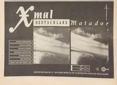 Xmal Deutschland - Vintage Press Advert - Matador - 1986 • £3.99
