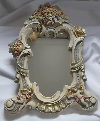 Ceramic Wall Mirror Cherib Floral Hand Made #105 Union Of Greek Ceramist Vintage • $26.99
