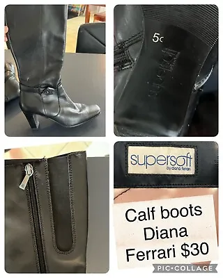 Designer Women's DIANA FERRARI Calf Supersfot Boots Size 5C FREE POST • $29.99