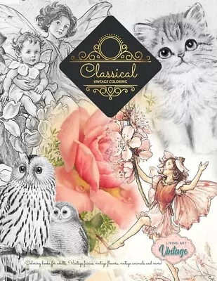 Title: Greyscale Vintage Coloring Books     Fairies Flowers Animals Plan... • $9.98