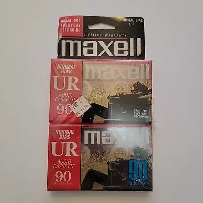 Maxell UR 90 Blank Audio Cassette Tapes 2 Pack Normal Bias 90 Mins New Vintage • $0.99