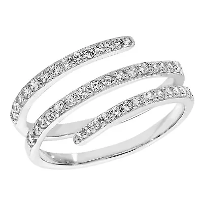 £16.95 • Buy Sterling Silver Diamond 3 Row Eternity Band Ring - All Sizes - Simulated Diamond