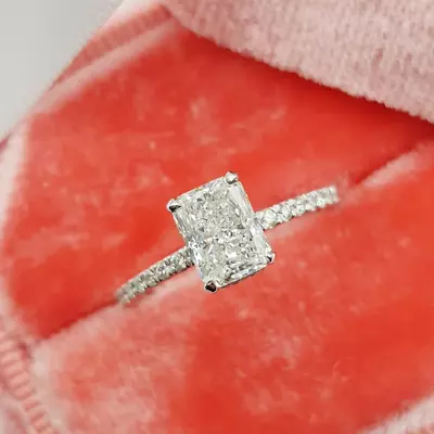 £159.85 • Buy 2.00 Ct Radiant Cut Brilliant Moissanite Engagement Ring In 14K White Gold Over