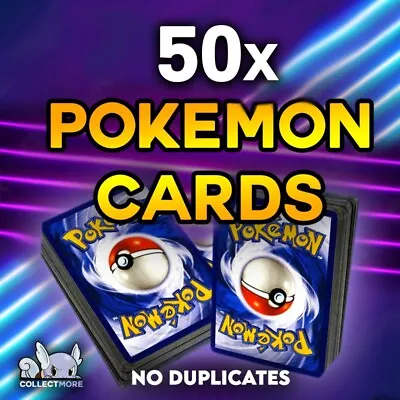 $6.79 • Buy 50 Pokemon Cards Bulk Pack Rare & Shiny Foil Holo Cards Guaranteed No Duplicates
