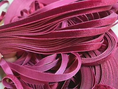 Vintage Velvet Ribbon 1/4  Bordeaux Wine Trim Edging 3yds Made In Switzerland • $7.99