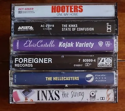 ROCK CASSETTES Vntg Mixed Lot Of 6 Elvis KINKS Foreigner INXS Hooters HELLECAST • $14.99