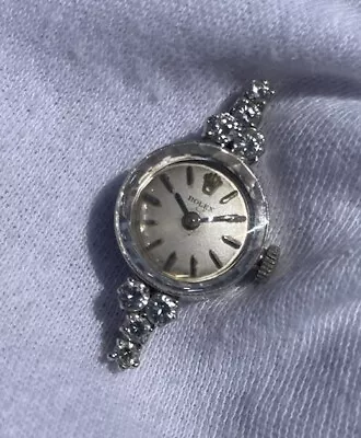 VINTAGE ROLEX 14K WHITE GOLD 0.65 CTW  DIAMOND COCKTAIL MECHANICAL 15mm WATCH • $338