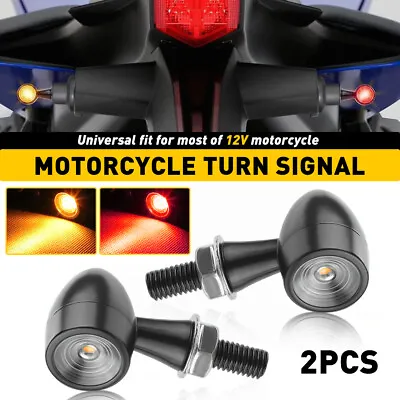 2x Clear Motorcycle LED Bullet Mini Turn Signal Brake Light Amber+Red Universal • $14.24