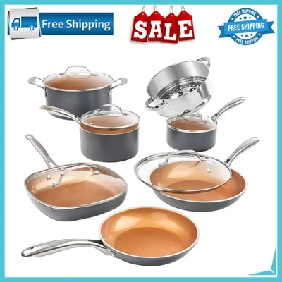 $86.45 • Buy Gotham Steel Diamond 12 Piece Cookware Set, Non-Stick Copper Coating, Graphite